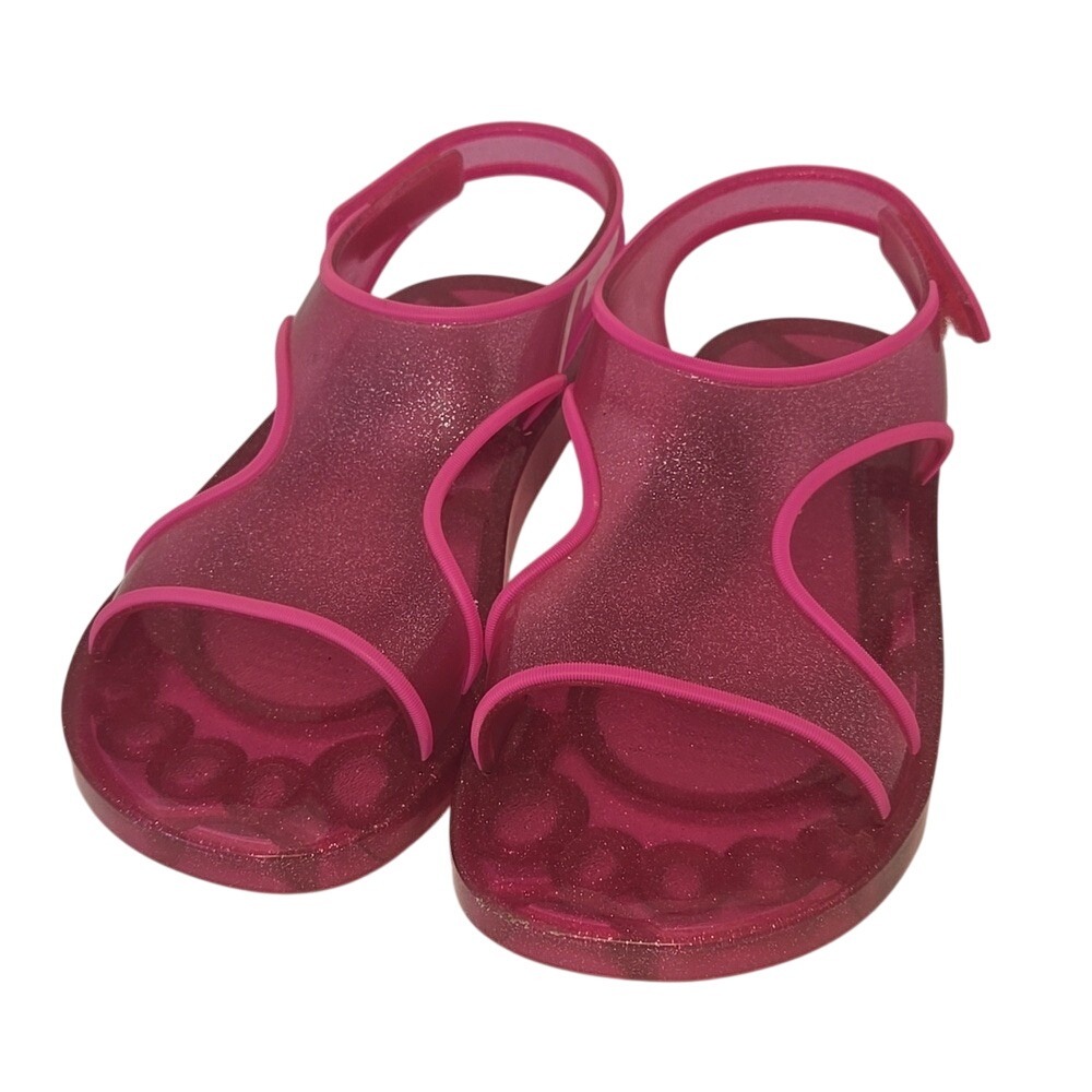 Mini Melissa Grendene Girl's Ankle-Strap Flat Sandal Pink Jelly - Size 4